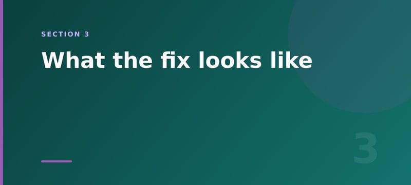 Section card: what the fix looks like