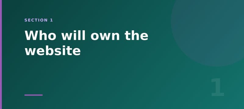 Section card: who will own the website, domain and hosting