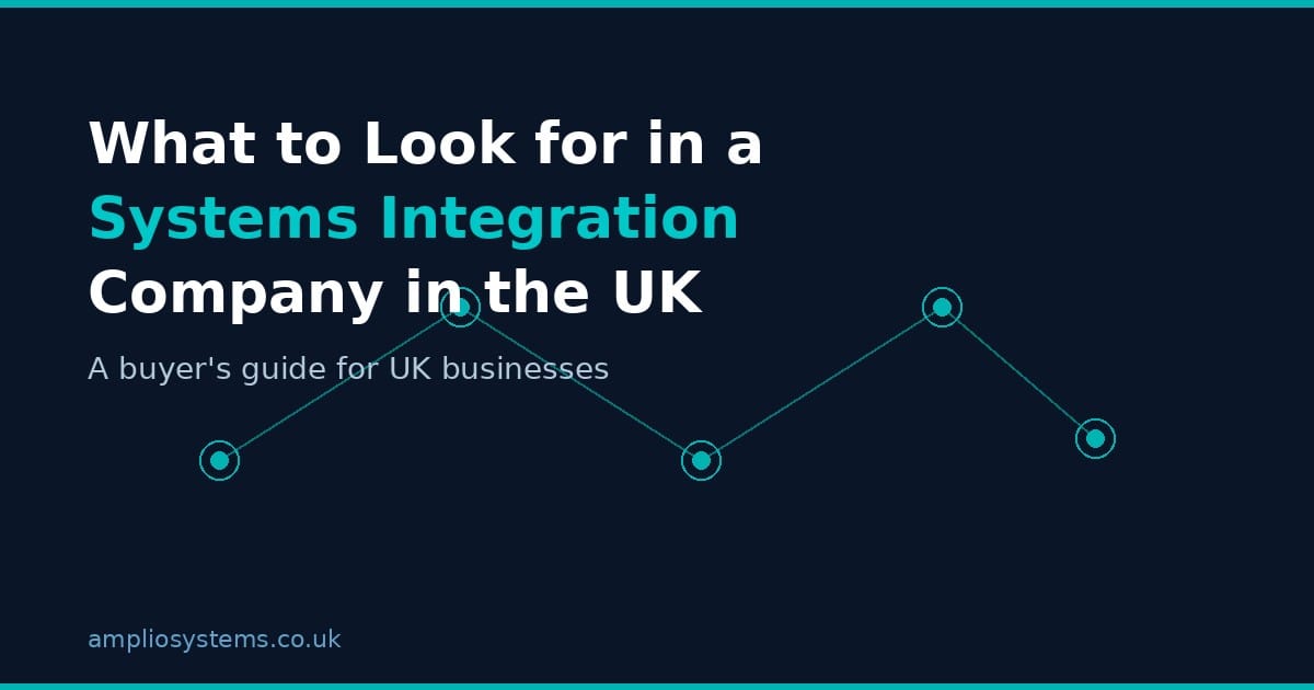 A diagram of interconnected business systems representing what to look for in a UK systems integration company.