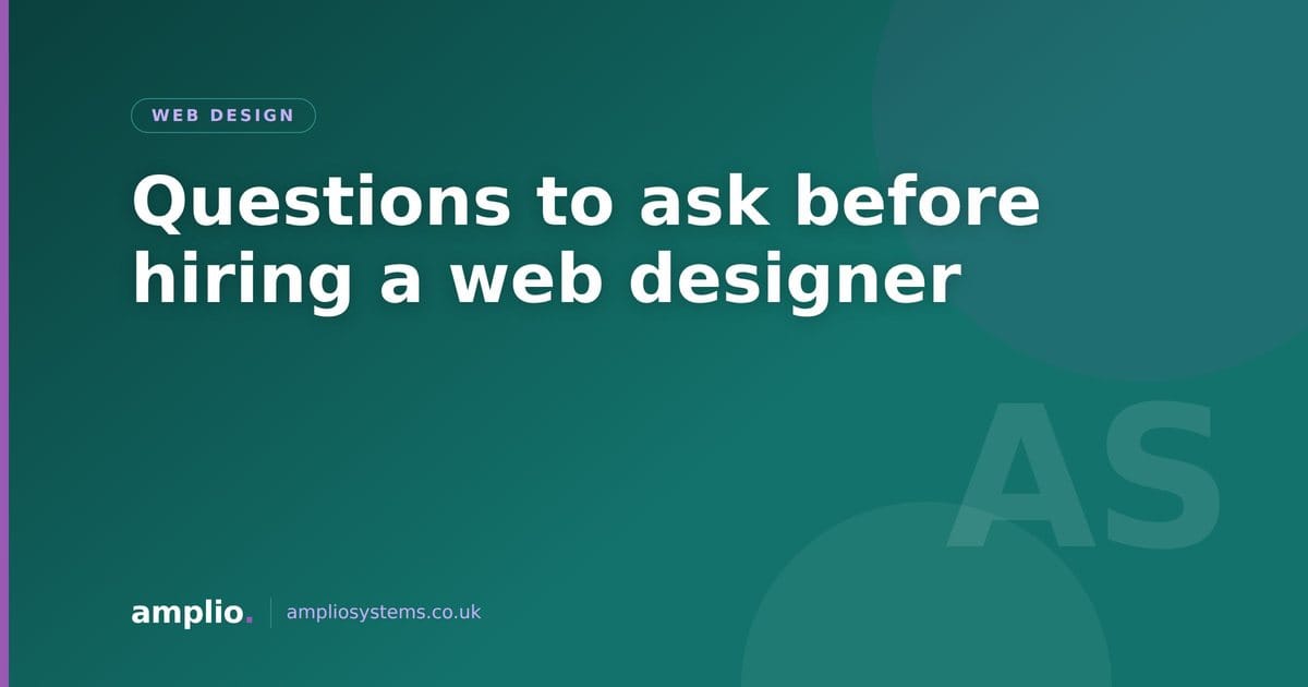 Six questions to ask a web designer before signing, shown as a checklist